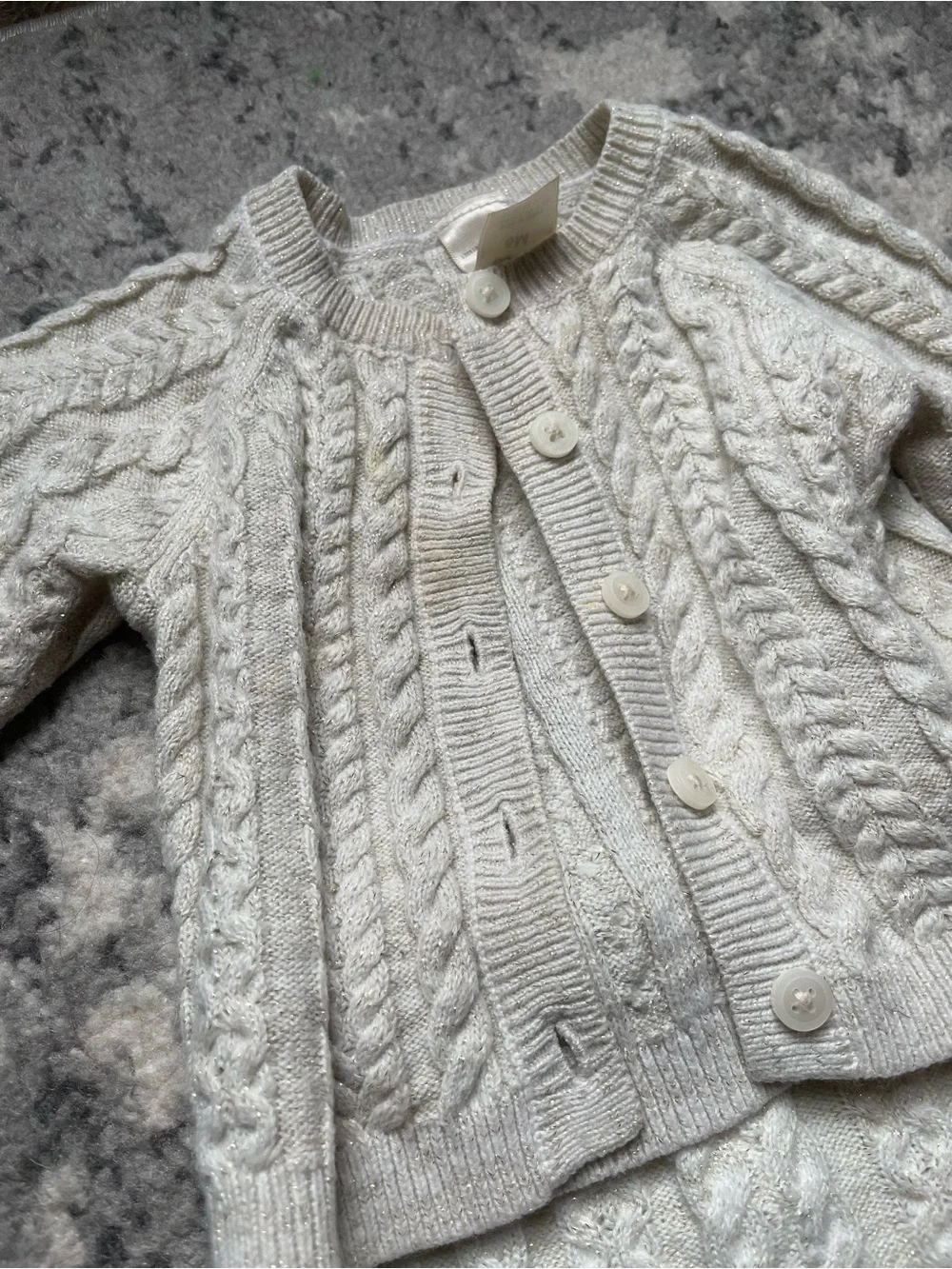 Cozy Cream Cable-Knit babyMatching Set - Cardigan & Pants 6 month baby